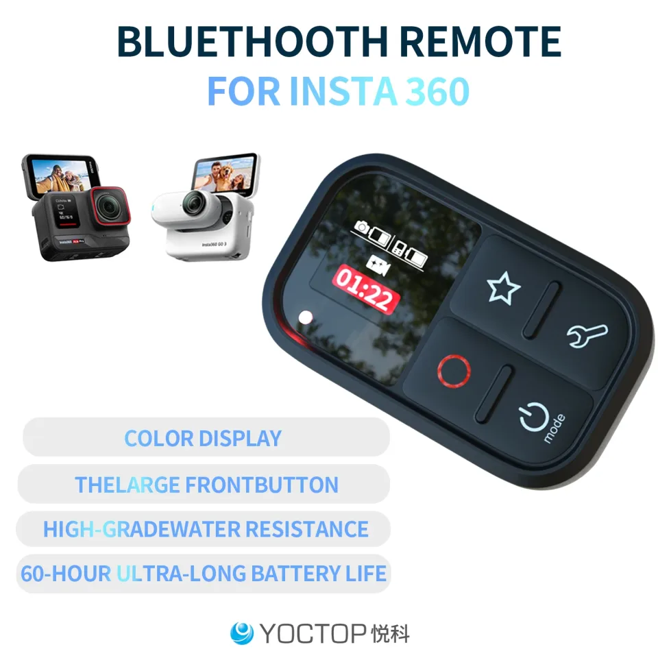 YOCTOP é Compatível com Câmeras Esportivas Insta360 X3, X4, X5, GO 3S, Ace Pro2, Acessórios à Prova d'Água com Controle Remoto Bluetooth