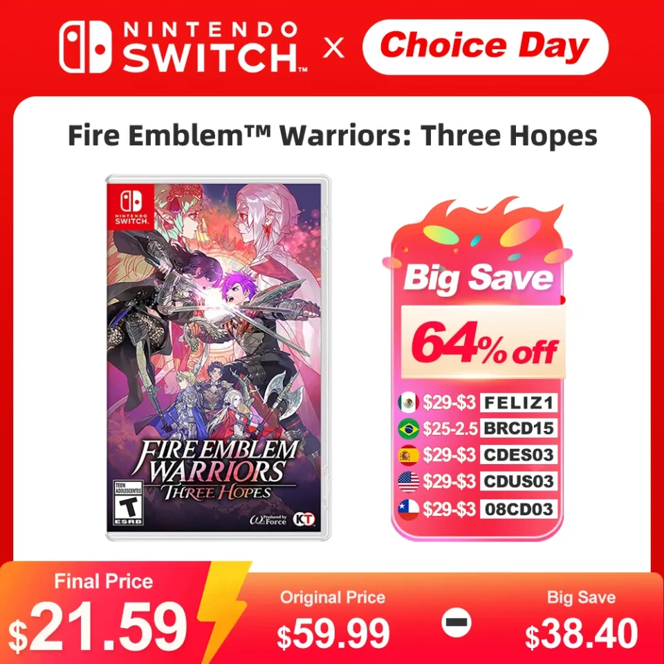 Fire Emblem Warriors Three Hopes Jogos Nintendo Switch Cartão de Jogo Físico para Switch OLED Lite Console Suporte TV Tabletop Palm Mode
