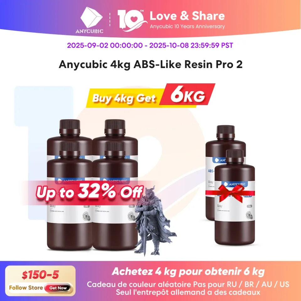 Mais novo 4 peças/lote anycubic abs como reisn resina 3d de alta precisão uv 405nm para lcd sla dlp anycubic photon resina impressora 3d