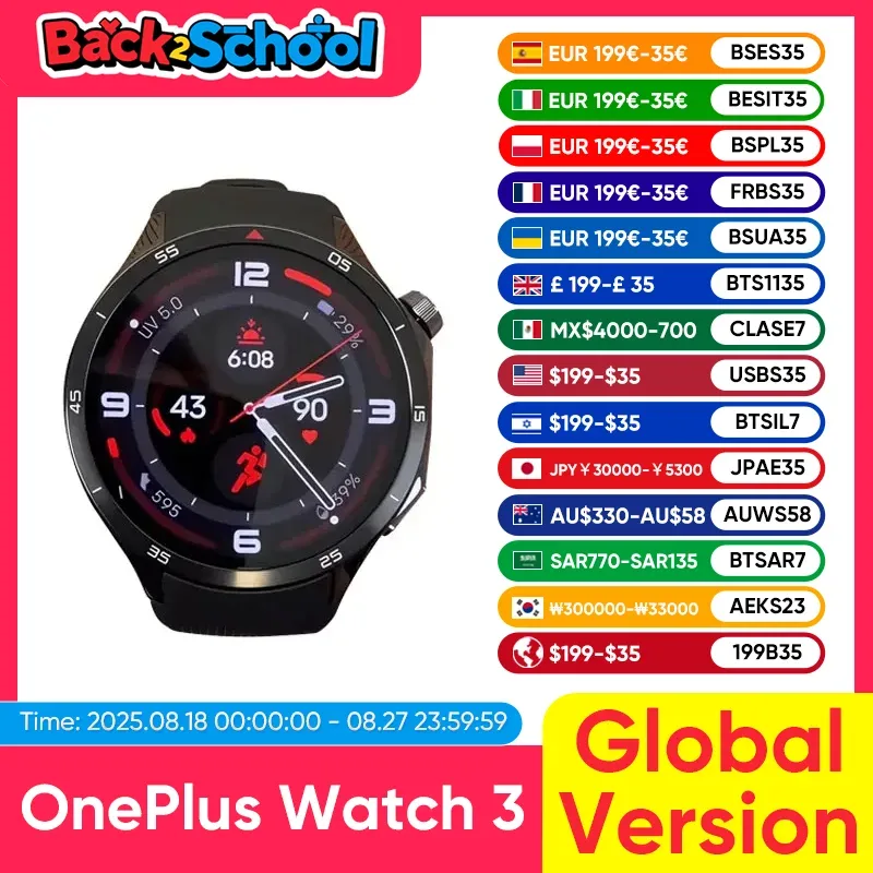 Versão global oneplus watch 3 relógio inteligente 1.50 polegadas ltpo amoled display snapdragon w5 processador dupla frequência gps wear os