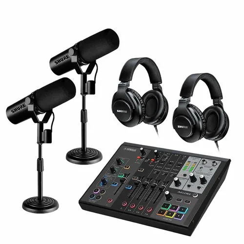 Kit 2 Microfones SM7DB com Pedestais + Mixer AG08B e SRH440 SM7DBX2+DESKSTAND1+AG08+SRH440