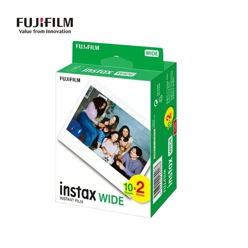Fujifilm Instax Wide Film Paper, genuíno papel borda branca para Fuji Instant Camera 210 300 Link