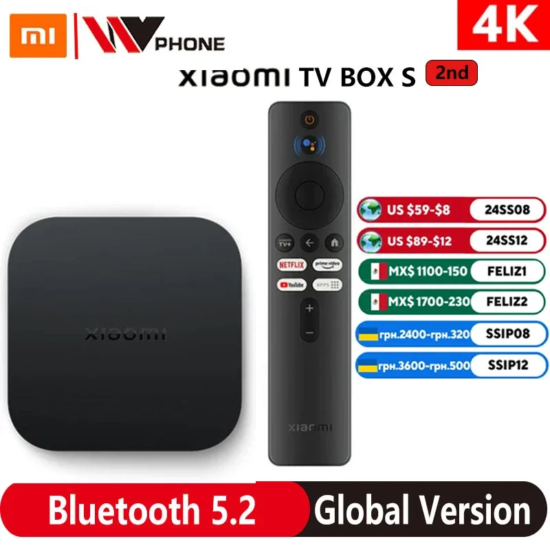 Xiaomi Mi TV Box S 2. ª Geração 4K Ultra-HD Quad-core Processador Dolby Vision HDR10 + Assistente Google