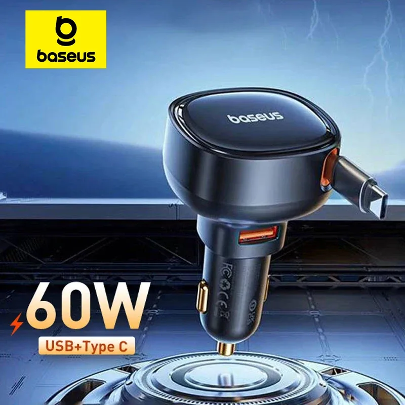 Baseus-Cabo USB retrátil C para iPhone, carregador de carro, carregamento tipo C, MacBook, Samsung, Xiaomi, iPhone, 2 em 1, 30W, 25W
