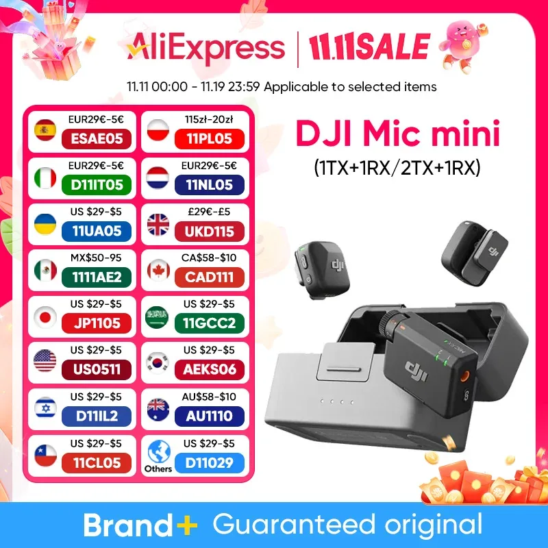Novo dji microfone mini (2tx + 1rx + estojo de carregamento) microfone sem fio com cancelamento de ruído inteligente áudio de alta qualidade dji original