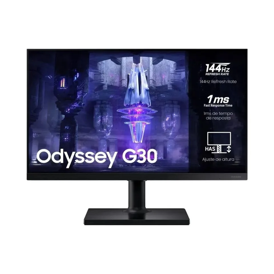 Monitor Gamer Samsung Odyssey G30 24” FHD, Tela Plana, Painel VA, 144Hz, 1ms, HDMI, FreeSync Premium Preto