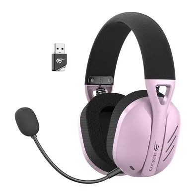 Headset Gamer Sem Fio Havit Fuxi-H3, Drivers 40mm, Wireless, Bluetooth, USB-C e P2, Rosa - Fuxi-H3 Pink