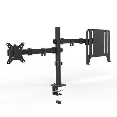 Suporte de Mesa Articulado para Monitor de 13" a 32" com Bandeja para Notebook Ergofirst, Ajuste de Inclinação, Altura, Preto - G01-C2M2