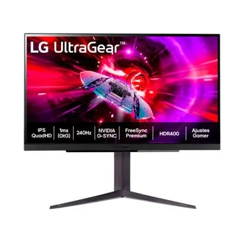 Monitor Gamer LG UltraGear™ 27GR83Q-B Tela IPS 27’’, QuadHD, 240 Hz, 1ms (GtG), NVIDIA G-SYNC, AMD FreeSync™ Premium HDR400 - 27GR83Q-B