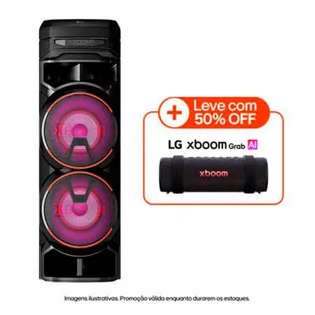 Torre de Som LG XBOOM Graves Potentes, Bass Boost, Iluminação Colorida, Karaokê, Party Speaker - RNC9 - RNC9