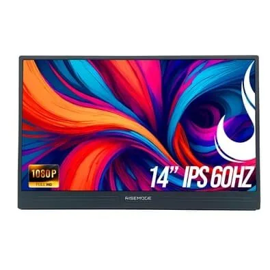 Monitor Portátil Gamer Rise Mode Portavision 14" Full HD 60hz IPS, Mini HDMI, USB-C, Preto - RM-MPV-14-B-60FH