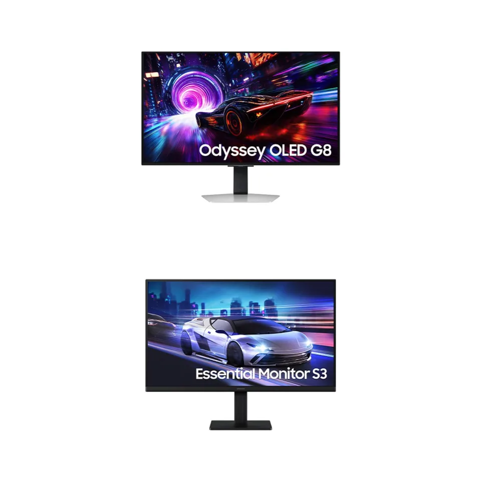 Monitor Samsung Odyssey OLED G8 32" + Monitor Samsung Essential S3 120 Hz 24” Combo