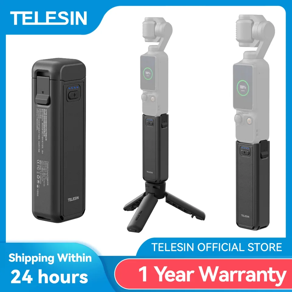 Punho de Bateria TELESIN 5000mAh para DJI OSMO Pocket 4 3, Suporte de Mão para Câmera, Tripé, Powerbank com Carregamento Sem Fio para Pocket 4 3