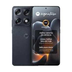 Smartphone Motorola Signature 5G 512GB 12GB RAM + 12GB RAM Boost, 3 cameras 50MP Sony Lytia e Zoom 100x, Tela 1.5K extreme Amoled 165hz - Preto