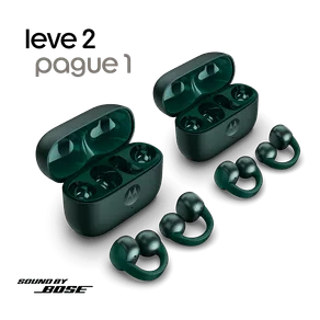Fone de ouvido Sem Fio Moto Buds Loop - compre 1 e leve 2 Sound by Bose, Bluetooth, Uso confortável com clipe, Open-ear, OWS - Verde