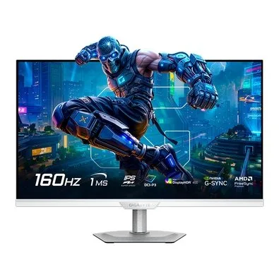 Monitor Gamer Gigabyte 27", Dual Mode, 4K, 160Hz, 1ms, IPS, G-Sync, FreeSync Premium, HDR 400, USB-C, Som Integrado, Branco - M27UP ICE