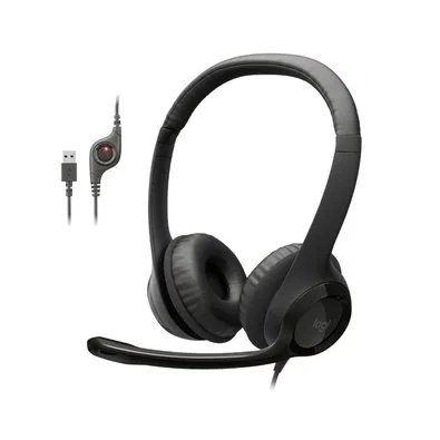 Headset com fio USB Logitech H390 com Almofadas, Controles de Áudio Integrado e Microfone com Redução de Ruído - 981-000014