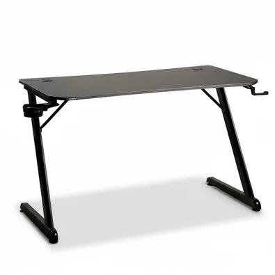 Mesa Gamer Husky Snow, Preto - Superfície em Fibra de Carbono, Suporte para Headset e Copo, Resistente à Umidade - HDG100