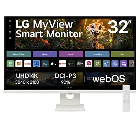 Monitor LG MyView Smart 32SR73U-W Tela UHD 4K 32", WebOS, ThinQ Home, Air Play, Screen Share, Bluetooth - 32SR73U-W
