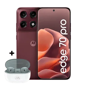 Kit Smartphone Motorola Edge 70 Pro 5G 256GB + Moto buds 2 12GB RAM+12GB Ram Boost, 4 câmeras de 50MP, Tela 1.5K extreme AMOLED 144Hz, Bateria 6500 mAh, IP68/IP69 - Vinho
