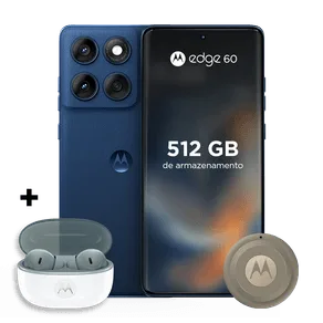 Kit Smartphone Motorola Edge 60 5G 512GB + Moto Buds 2 e Moto Tag 2 12 GB RAM+12 GB Ram Boost, Tela Quad-Curve moto AI 50MP Sony Camera Ultrarresistência Militar IP68 + IP69 - Azul Marinho