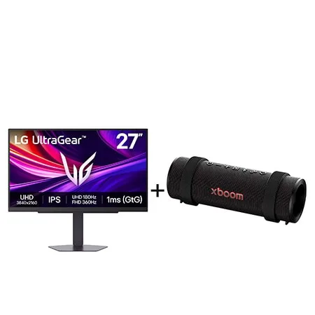 Combo Monitor Gamer LG 27G810A-B Tela 27” HD + Caixa de Som Bluetooth LG xboom Grab by will.i.am - East LA - 27G810.GRAB