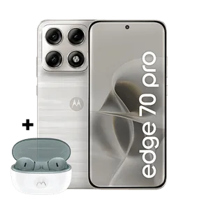 Kit Smartphone Motorola Edge 70 Pro 5G 256GB + Moto buds 2 12GB RAM+12GB Ram Boost, 4 câmeras de 50MP, Tela 1.5K extreme AMOLED 144Hz, Bateria 6500 mAh, IP68/IP69 - Branco