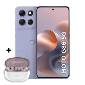 Kit Smartphone Motorola Moto g86 512 GB + Moto Buds 2 12GB RAM+12GB Ram Boost, Tela 1.5K pOLED, 50MP Sony camera OIS Moto AI, videos em 4K, IP68 + IP69 - Lilás
