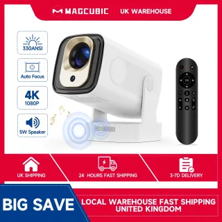 Magcubic hy310 4k foco automático android 11 mini projetor 330ansi 5w alto-falante mouse de ar controle voz portátil ao ar livre cinema em casa