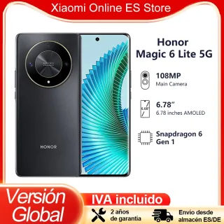 HONOR-Smartphone Magic 6 Lite 5G, Versão Global, Tela Super Clara 1.5K, Câmera 108MP, Snapdragon 6, Gen 1, Bateria 5300mAh, 6,78"