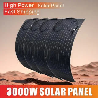 Painel solar de alta potência, 1500W, 3000W, Banco de potência portátil, Carregamento flexível, Células solares ao ar livre para casa, Camping