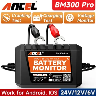 Novo ancel bm300 pro bluetooth 6v/12v/24v testador de monitor de bateria analisador circuito partida/teste de carregamento para carro motocicleta