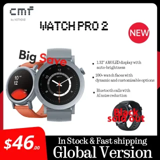 Versão global cmf por nada watch pro 2 1.32 "amoled bluetooth 5.3 chamadas bt com redução de ruído ai gps smartwatch cmf relógio p