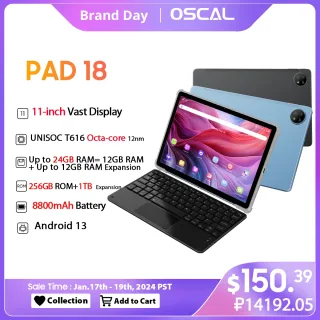 Oscal Pad 18 Tablet, Estreia Mundial, 24GB, 12 GB, 256GB, 11 "FHD + Display, T616 Octa Core, 8800mAh Bateria, Câmera de 13MP, 4G LTE, PC