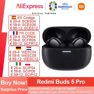 Xiaomi-Redmi Buds 5 Pro, fone de ouvido Bluetooth, cancelamento de ruído AI para chamadas, controle de toque, microfone, BT5.3, 3