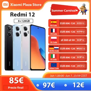 Xiaomi-Smartphone Redmi 12, Versão Global, Bateria Grande 5000mAh, 50MP, Câmera Tripla Al, MediaTek Helio G88, 90Hz, FHD + Display, IP53