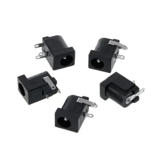 5 peças 5.5x2.1mm DC-005 preto dc tomada de alimentação conectores dc fonte barril-tipo ângulo reto terminal de montagem pcb