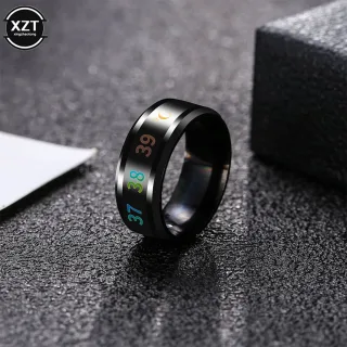 Novo anel de temperatura titanium aço emoção sentimento inteligente temperatura sensível anéis para mulher masculino jóias à prova dwaterproof água