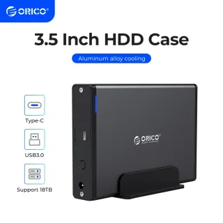 ORICO-Gabinete de Disco Rígido Externo, Leitor HDD para 2.5 ", 3.5", Tipo-C, USB 3.0, SATA para USB 3.1