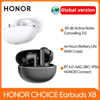 Novos Fones de Ouvido HONOR CHOICE X8 TWS com Redução Ativa de Ruído de 50dB, Bateria de 510 mAh com até 44 horas de reprodução, IP54