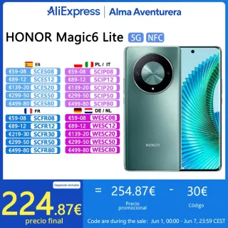 HONOR Magic6 Lite 5G,NFC,Qualcomm Snapdragon 6 Gen 1,108MP Main Camera,35W Charging,120HZ,SGS 5 Star Certificate,Versão Global