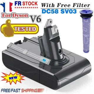 21.6 V 6Ah Aspirador de Pó Bateria & filtro Para Dyson V6 Bateria DC62 DC59 DC58 SV03 SV04 SV09 V6 Animal Motorhead V6 Absolute V6