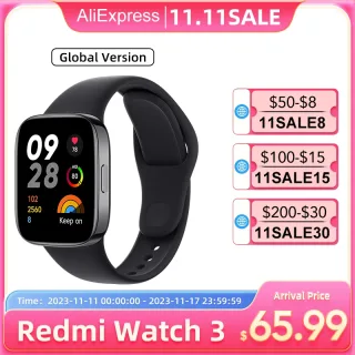Xiaomi-Redmi Watch 3, Versão Global, Suporta Bluetooth, Em Estoque®Grande AMOLED Display Phone Call, 1,75 ", 5ATM