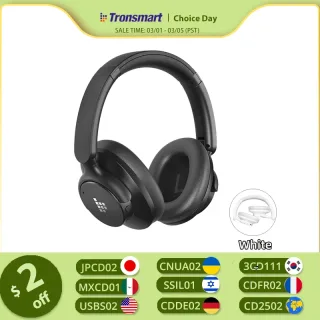 [do Brasil]fone de ouvido bluetooth Tronsmart Sounfii Q20 headset com Cancelamento de Ruído Ativo, 50H Playtime, Controlo de Aplicação, Modo Áudio Duplo, fone ouvido bluetooth sem fio, fone de ouvido sem fio bluetooth