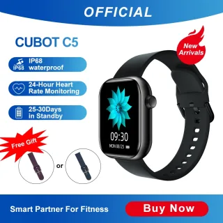 Cubot c5 1.7" 5ATM à prova dip68 água smartwatch freqüência cardíaca monitor de calorias toque fitness rastreador esporte relógio inteligente para homens mulher android ios Iphone Huawei Xiaomi Samsung Oneplus Poco