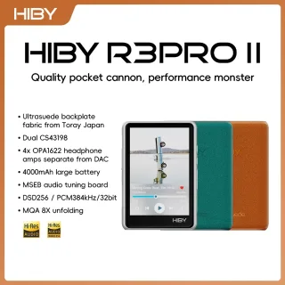 HiBy R3 Pro II / Gen 2 Reprodutor de Música HiFi MP3 USB DAC Amplificador de Fone de Ouvido CS43198*2 OPA1622*4 4000mAh 480mW Saída DSD256 MQA 8X PD2.0