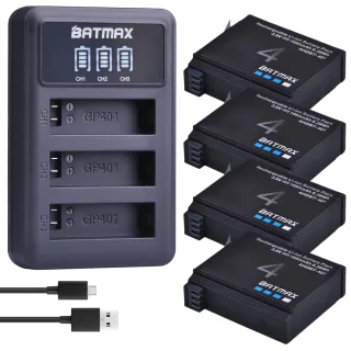 4 unidades 1680mAh Gopro Hero 4 Bateria de substituição + LED Carregador USB de 3 slots para GoPro HERO4 GoPro AHDBT-401 Bateria de câmera de ação