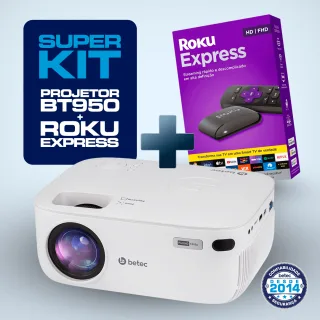 KIT PROJETOR BETEC BT950 3200 LUMENS + ROKU EXPRESS SMART