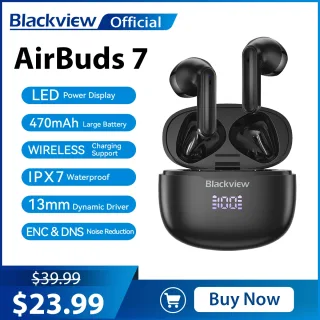 Blackview Novos AirBuds 7 Portáteis Sem Fio Bluetooth Fones De Ouvido Fones De Ouvido com Microfone Carga Sem Fio para O Telefone Móvel