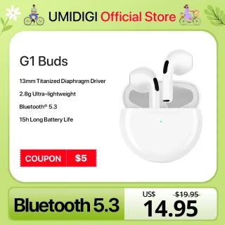 UMIDIGI-G1 Buds TWS Fones De Ouvido Sem Fio, Bluetooth 5.3, ENC Sport, Redução De Ruído, Fones De Ouvido 380mAh Com Microfone